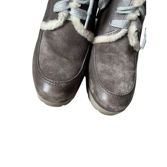 Cole Haan Platform Gray Suede Leather Ankle Wedge Boots size 8.5 - Picture 7 of 11
